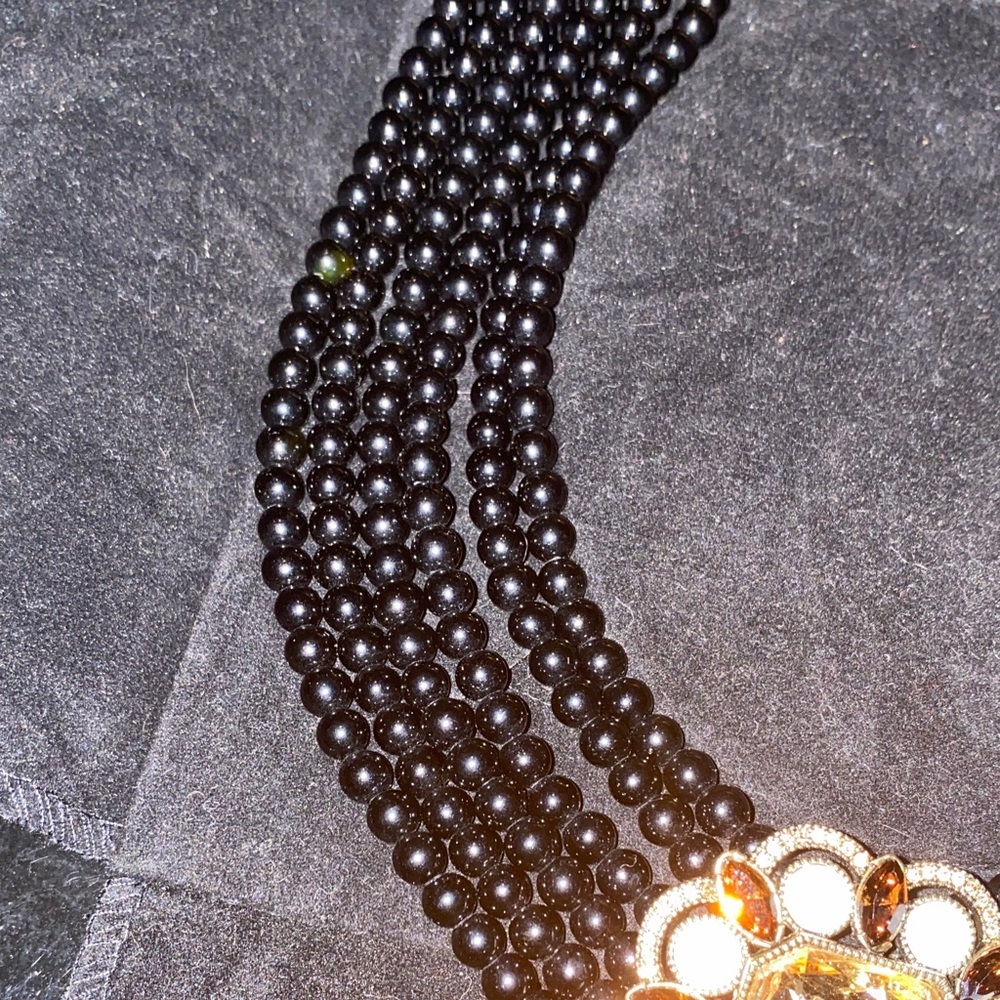 Authentic Heidi Daus Elegant Know How Black Brown and Gold Beaded Necklace - Picture 8 of 8